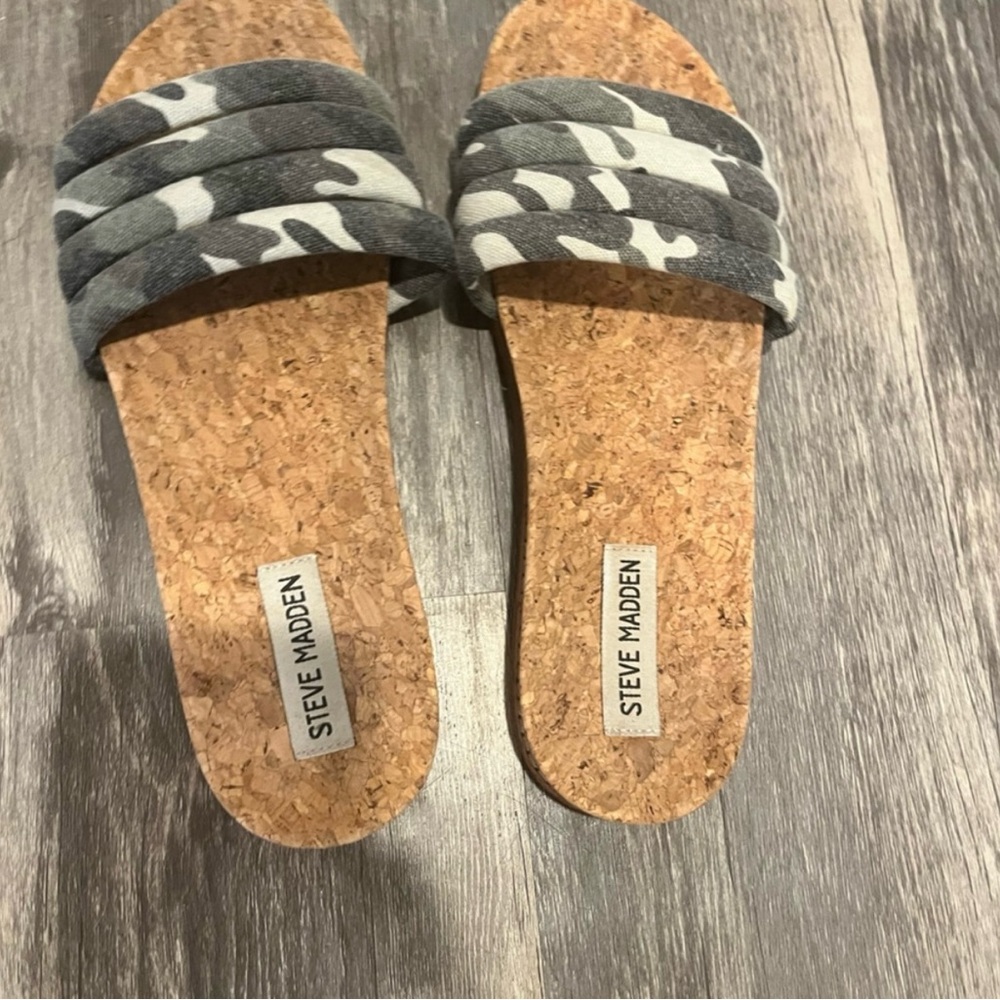 Steve Madden Camo Slide Sandals with Cork Sole